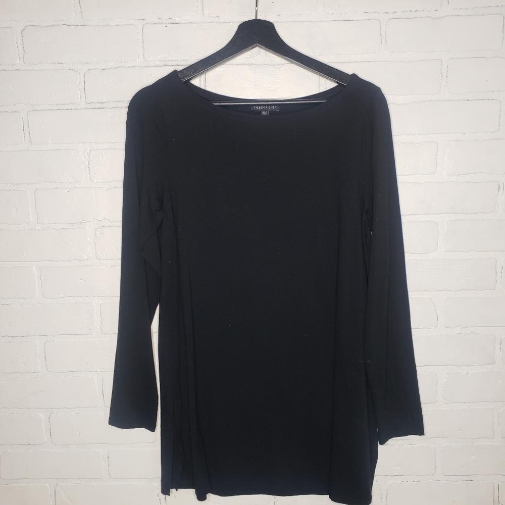 Eileen Fisher Fine Stretch Tencil Jersey Long Sleeve Tunic Top